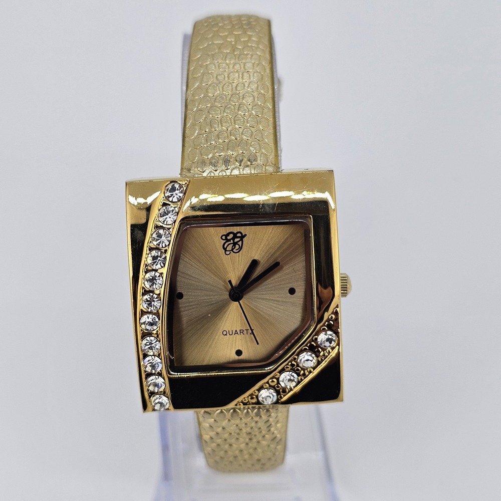 Elizabeth Taylor Women's Watch 30MM Gold Dial‎ Gold Leather Bands New Battery